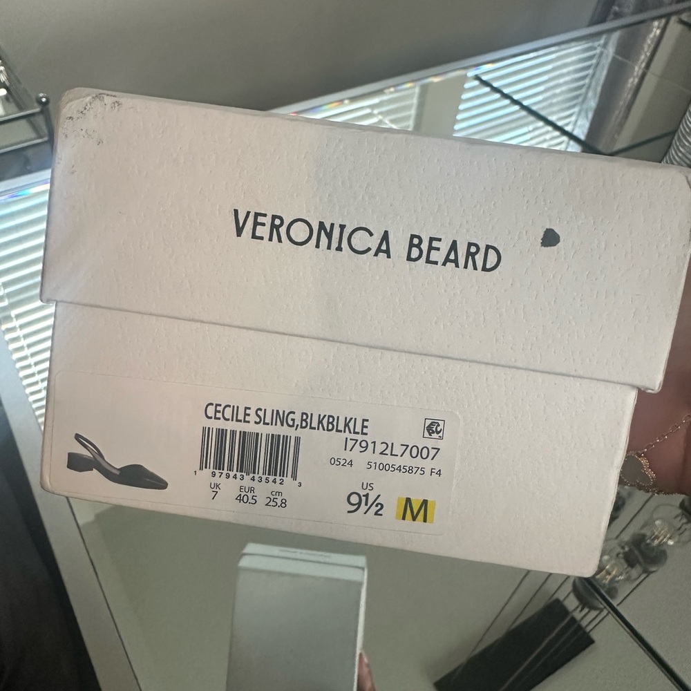 Veronica Beard Black Cecile Mixed Leather Slingback Flats NWT - Picture 2 of 11